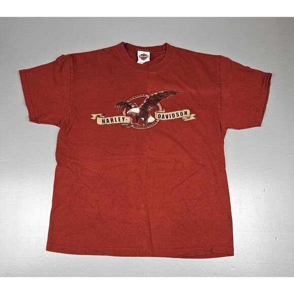 Harley Davidson Mens T-Shirt Lrg. Y2k RawHide Olathe KS. Burgundy. - Picture 1 of 8